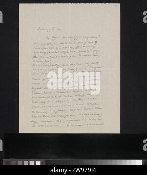 Lettre à Ina van Eibergen Santhagens-Waller, Richard Nicolaüs Roland Holst, c. 1878 - 1938 papier à lettres. écriture à l'encre (processus) / plume passions, émotions, affections Banque D'Images