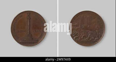 Mise en place de la colonne de juillet à Paris 1840, Montagny, 1840 médaille d'histoire Médaille de Bronze, sur le devant la prise de la Bastille avec au sommet du changement, au revers la colonne de juillet avec légende et retournement. bronze (métal) frappe (travail des métaux) Banque D'Images