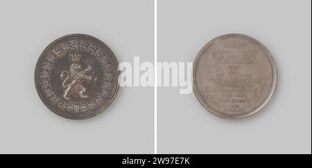 Reconnaissance de la politique indépendante du Royaume de Belgique par les XXIV articles de la conférence de Londres, Adrien Hippolyte Veyrat, médaille d'histoire 1831 Médaille d'argent. Devant : lion debout sous la couronne à l'intérieur d'Eikekrans. Revers : inscription Bruxelles argent (métal) frappant (travail des métaux) Londres. Belgique Banque D'Images