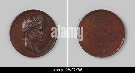 Reconnaissance de la politique indépendante du Royaume de Belgique par les XXIV articles de la conférence de Londres, en l'honneur de Léopold Ier, roi des Belges, Adrien Hippolyte Veyrat, médaille d'histoire 1831 Médaille de bronze. Devant : homme de poitrine avec couronne de chêne à l'intérieur du changement. Revers : inscription Bruxelles bronze (métal) frappant (travail des métaux) Londres. Belgique Banque D'Images