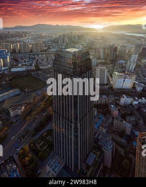 Vue aérienne de Kunming, capitale du Yunnan en Chine Banque D'Images