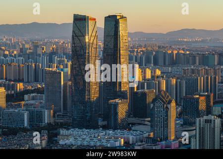 Vue aérienne de Kunming, capitale du Yunnan en Chine Banque D'Images