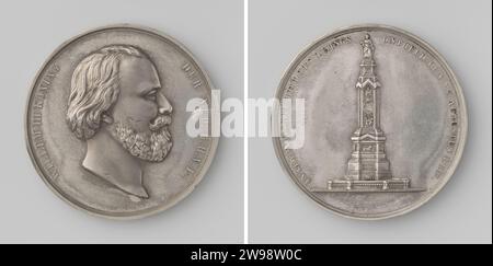 Dévoilement du monument sur la place du Dam à Amsterdam, Samuel Cohen Elion, médaille d'histoire 1856 Médaille Pewter. étain (métal) Banque D'Images