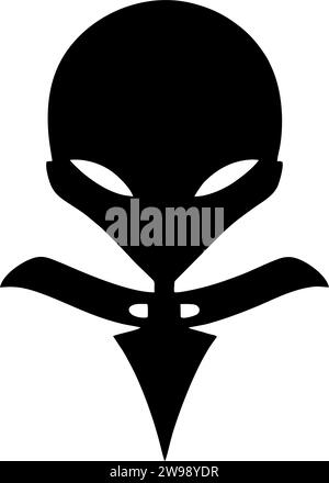 silhouette de dessin de contour noir simple alien, logo, conception Banque D'Images