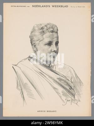 Annie Besant, Jan Bleijs, 1898 personnes historiques de papier imprimé - BB - femme. portrait d'un écrivain Banque D'Images