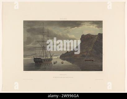 Fort Nassau et Het Schottegat, Jonkheer Jacob Eduard van Heemskerck van Beest, d'après Gerard Voorduin, 1860 - 1862 imprimer vue du fort Nassau et du Schottegat au port de Willemstad à Curaçao. Partie de la tôle 'Gezigten from Neerland's West-Indienn'. Imprimeur : Netherlandsprinter : Utrechtpublisher : Amsterdam paper laking voilier, voilier. golfe, baie. Système colonial Curaçao. Willemstad. Fort Nassau (Curaçao) Banque D'Images