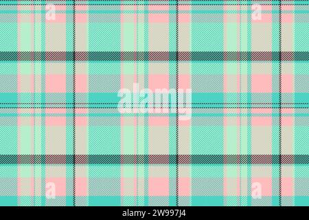 Vérification de texture de motif indien, fond de plaid tartan de flanelle. Tissu sans couture vecteur textile de groupe dans des couleurs claires et sarcelle. Illustration de Vecteur