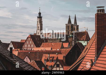 La belle architecture de la ville de Rothenburg, Allemagne Banque D'Images