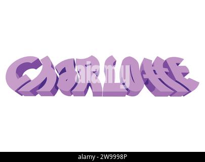 Charlotte Text 3D Rendering Typography Graffiti logo Symbol, convient pour une utilisation sur les vêtements t-shirt, colliers de bijoux, souvenirs d'anniversaire, fiançailles Illustration de Vecteur