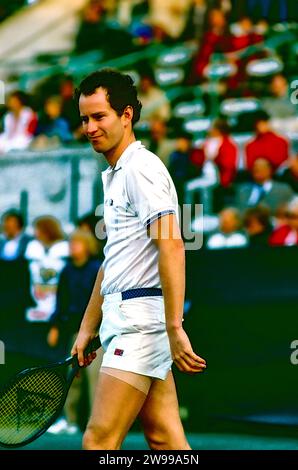 John McEnroe (États-Unis) participe au tournoi des champions WCT 1985. Banque D'Images