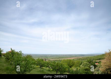 Photo des plaines de Voïvodine vue de la colline de Vrsacki Breg à Vrsac, dans la région de Banat. Voïvodine, officiellement la province autonome de Vojv Banque D'Images