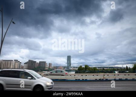 Photo du chantier de construction de Beograd na vodi, ou front de mer de Beograd, depuis la rivière sava. Front de mer de Belgrade, connu en serbe sous le nom de Belgrade on Banque D'Images