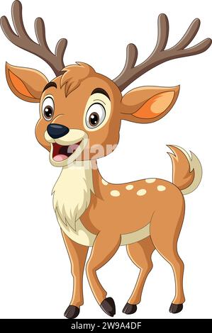 Cerf de dessin animé sur fond blanc Illustration de Vecteur