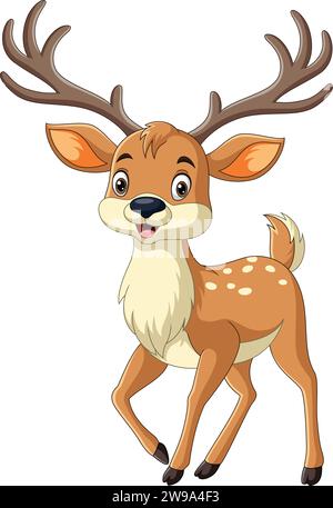 Cerf de dessin animé sur fond blanc Illustration de Vecteur