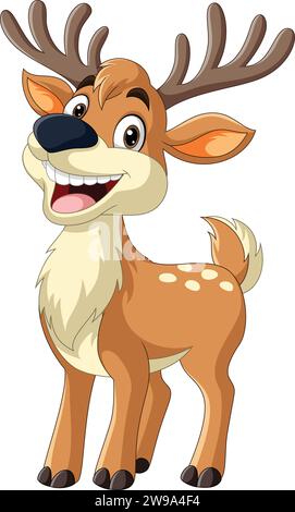 Cerf de dessin animé sur fond blanc Illustration de Vecteur