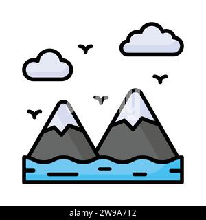 Vérifiez cette icône étonnante de montagnes, conception de vecteur de paysage Illustration de Vecteur