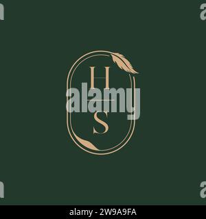 Idées de conception de logo de monogramme de mariage HS Feather concept comme inspiration Illustration de Vecteur