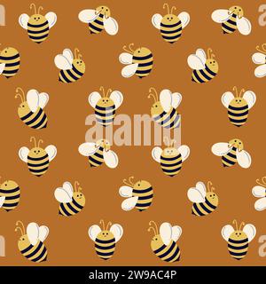 Modèle d'été sans couture avec des abeilles. Motif miel Illustration de Vecteur