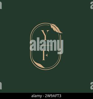Idées de conception de logo de monogramme de mariage de concept de plume de YF comme inspiration Illustration de Vecteur