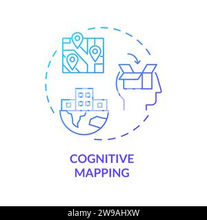 Concept d'icône de cartographie cognitive de gradient simple à ligne mince Illustration de Vecteur