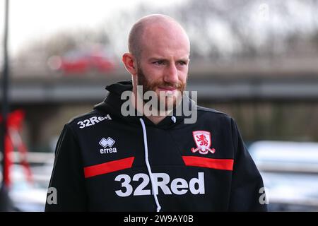 Rotherham, Royaume-Uni. 26 décembre 2023. Matt Clarke de Middlesbrough arrive lors du Sky Bet Championship Match Rotherham United vs Middlesbrough au New York Stadium, Rotherham, Royaume-Uni, le 26 décembre 2023 (photo de Ryan Crockett/News Images) à Rotherham, Royaume-Uni le 12/26/2023. (Photo de Ryan Crockett/News Images/Sipa USA) crédit : SIPA USA/Alamy Live News Banque D'Images