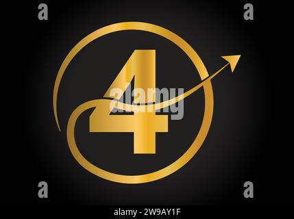 Logo de financement avec concept de 4 lettres. Résumé créatif Marketing et conception de logo d'entreprise financière. Illustration de Vecteur