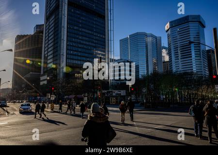 Le centre-ville de Montréal revient à la vie en 2024 Banque D'Images