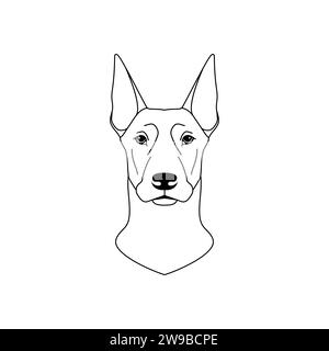 Icône de chien Doberman dans le style plat linéaire sur fond blanc. Illustration de Vecteur