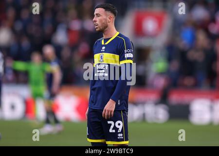 Rotherham, Royaume-Uni. 26 décembre 2023. Sam Greenwood #29 de Middlesbrough lors du Sky Bet Championship Match Rotherham United vs Middlesbrough au New York Stadium, Rotherham, Royaume-Uni, le 26 décembre 2023 (photo de Ryan Crockett/News Images) à Rotherham, Royaume-Uni le 12/26/2023. (Photo de Ryan Crockett/News Images/Sipa USA) crédit : SIPA USA/Alamy Live News Banque D'Images