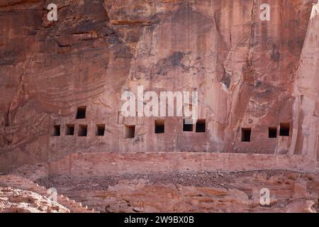 Tombeaux anciens de Lion de Dadan à Alula en Arabie Saoudite Banque D'Images