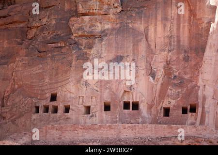 Tombeaux anciens de Lion de Dadan à Alula en Arabie Saoudite Banque D'Images