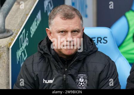 Coventry, Royaume-Uni. 26 décembre 2023. Coventry City Manager Mark Robins lors du Coventry City FC contre Sheffield Wednesday FC au Coventry Building Society Arena, Coventry, Angleterre, Royaume-Uni le 26 décembre 2023 Credit : Every second Media/Alamy Live News Banque D'Images