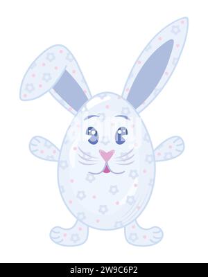 Mignon lapin de Pâques en forme d'œuf, illustration de couleur vectorielle dans un style groovy Illustration de Vecteur