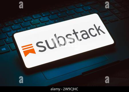 Brésil. 24 novembre 2023. Sur cette photo, le logo Substack est affiché sur l'écran d'un smartphone. Crédit : SOPA Images Limited/Alamy Live News Banque D'Images