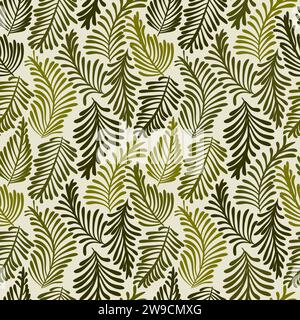 Motif sans couture stylisé de feuilles de fougère, modèle vectoriel Illustration de Vecteur