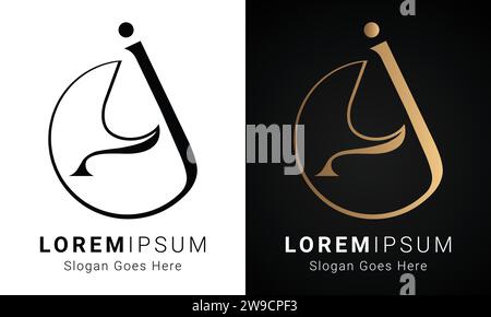 Design initial de luxe AJ ou JA Monogram Text Letter logo Design Illustration de Vecteur