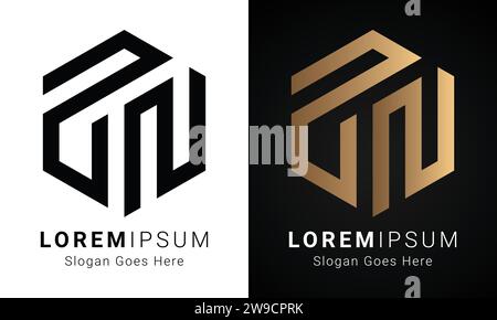 Design initial de luxe ZN ou NZ Monogram Text Letter logo Design Illustration de Vecteur
