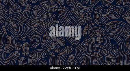 Texture de carte d'onde de ligne sans couture de vecteur, fond de contour, motif de terrain de typographie abstraite. Illustration en relief de luxe doré, formes organiques. Illustration de Vecteur