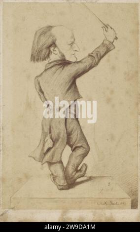Production photographique (vraisemblablement) d'un dessin caricatural d'un Richard Wagner, c. 1860 - c. 1880 photographie Vienna Cardboard. papier. support photographique albumen estampe personnes historiques. compositeur Banque D'Images