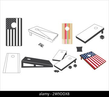 Panneaux Cornhole, Silhouette Cornhole, Cornhole jouer svg, jeu Cornhole, panneaux Cornhole, Cornhole, Cornhole Boards, Cornhole jouer Illustration de Vecteur
