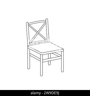 Contour noir de l'élément intérieur isolé sur un fond blanc. Chaise avec contour noir. Coloriage. Livre de coloriage. coloriage pour les enfants. Illustration de Vecteur