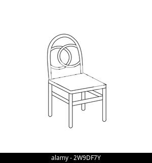 Contour noir de l'élément intérieur isolé sur un fond blanc. Chaise avec contour noir. Coloriage. Livre de coloriage. coloriage pour les enfants. Illustration de Vecteur