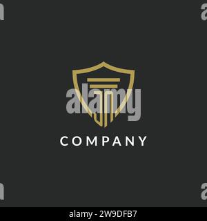 Logo monogramme initial JN avec des idées de conception de style pilier et bouclier Illustration de Vecteur