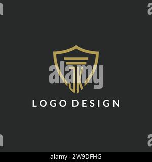 Logo monogramme initial JK avec des idées de conception de style pilier et bouclier Illustration de Vecteur