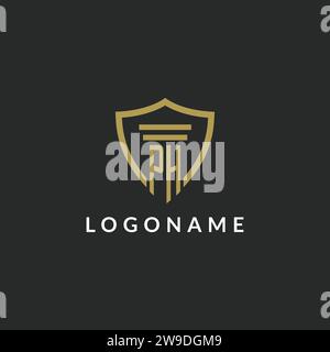 Logo de monogramme initial PH avec idées de conception de style pilier et bouclier Illustration de Vecteur