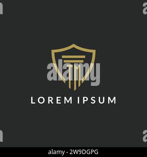 Logo monogramme TM initial avec idées de conception de style pilier et bouclier Illustration de Vecteur