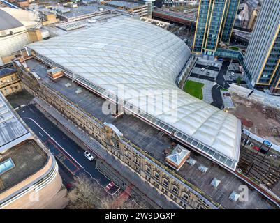 Image aérienne de la station Manchester Victoria Banque D'Images