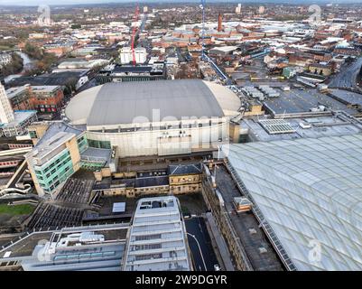 Image aérienne de la gare de Manchester Victoria et de la Manchester Arena Banque D'Images