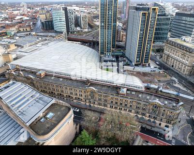 Image aérienne de la station Manchester Victoria Banque D'Images