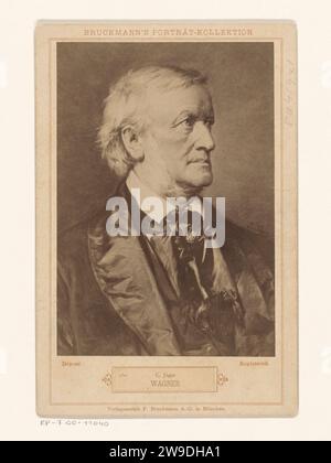 Production photographique d'un tableau, représentant un portrait de Richard Wagner par Carl Jäger, anonyme, d'après Carl Jaeger, c. 1872 - dans ou avant photographie de 1878. carton pour photographie d'armoire. support photographique albumen print portrait du compositeur Banque D'Images